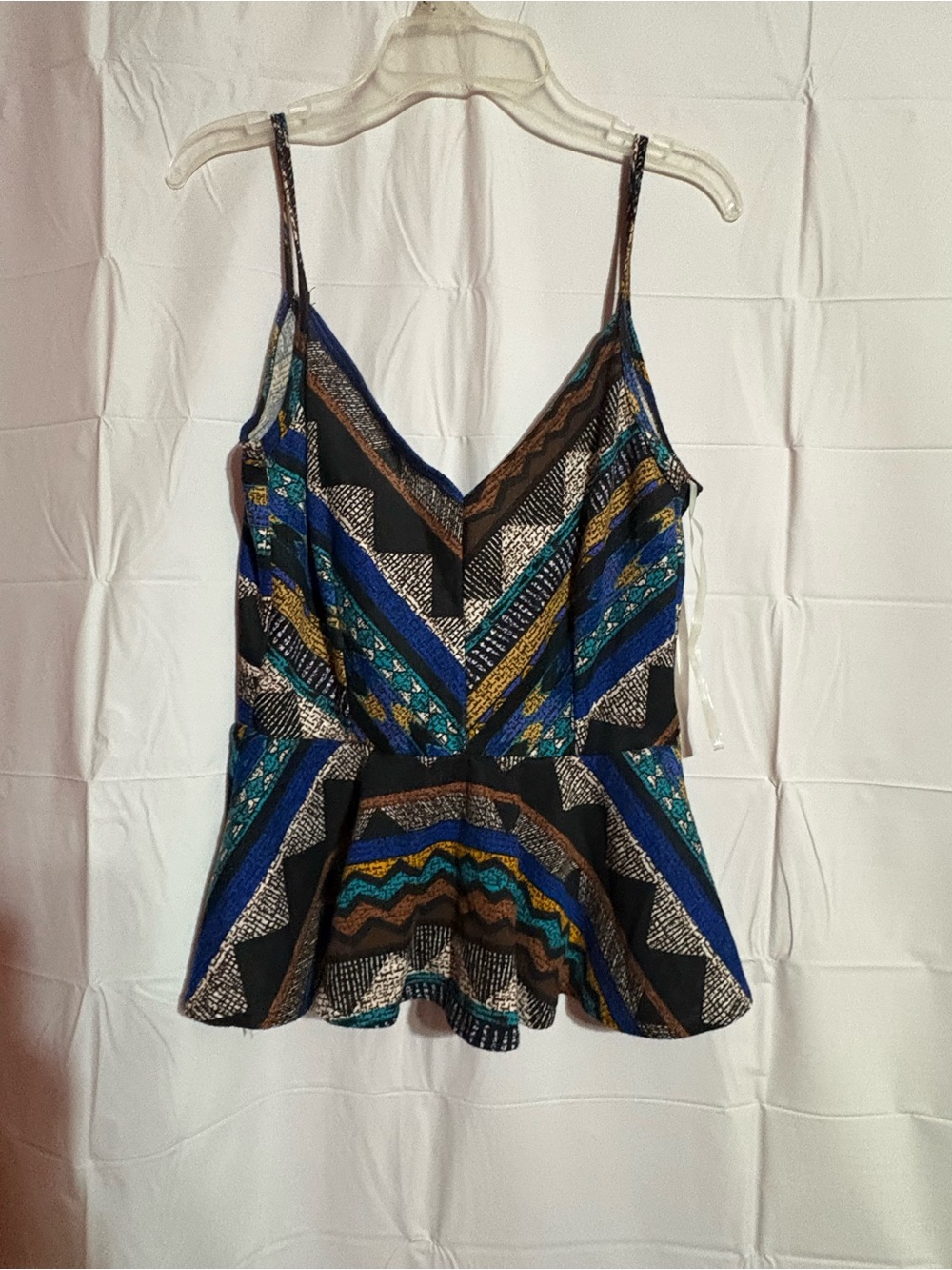 Lovely Day Strappy V-Neck Peplum Camisole in Black, Blue and Brown